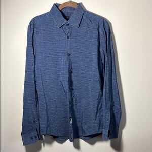 Men's Hugo Boss Tailored Dress Shirts Heather Blue- Cotton/Silk - L